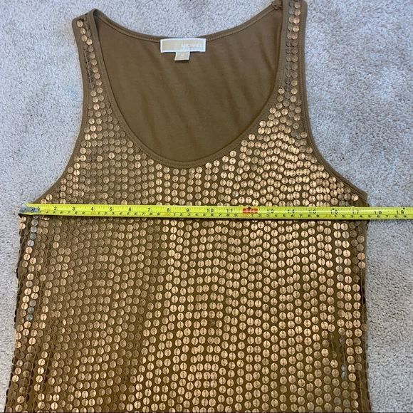 MICHAEL Michael Kors brown bronze sequin tank top camisole blouse Sz M sparkly - Picture 9 of 11